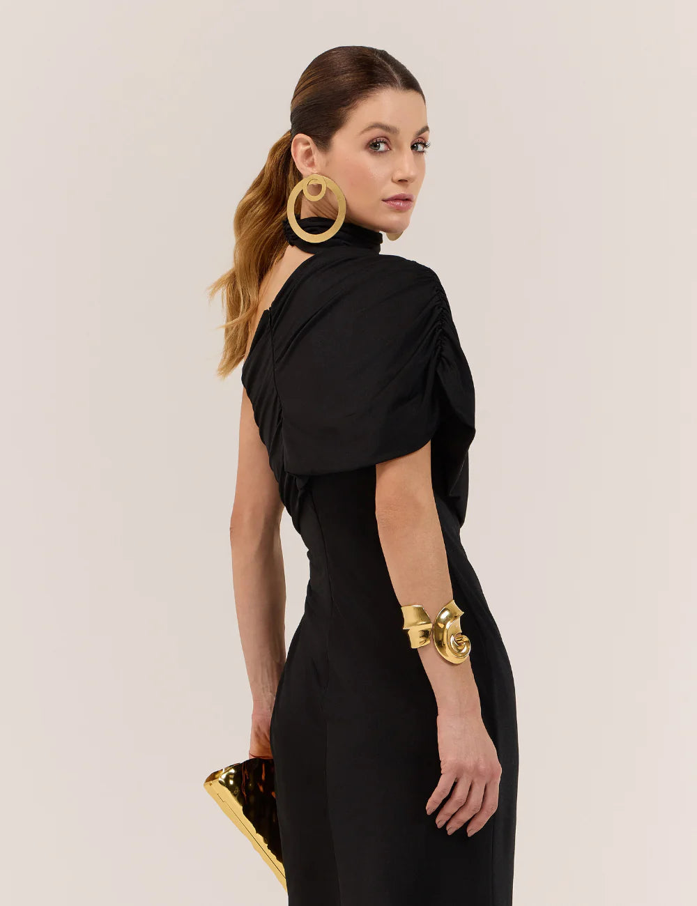 STRSS Black Midi Dress with Collar