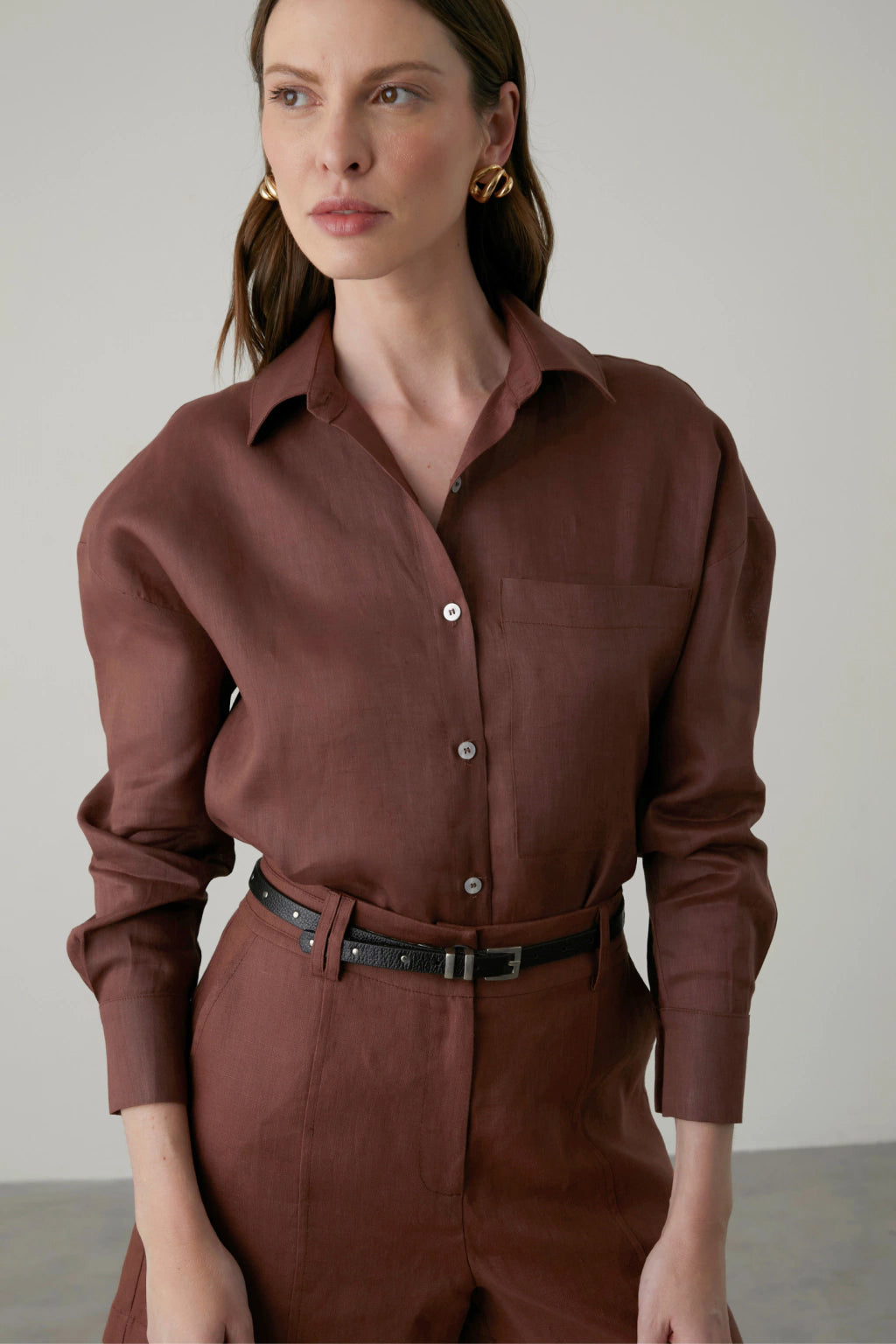 CLM Chloe Linen Shirt Brown