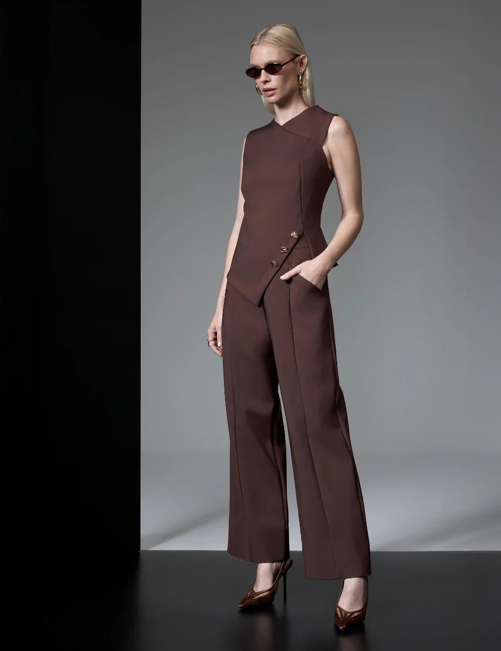 STRSS Asymmetric Brown Tailored Set