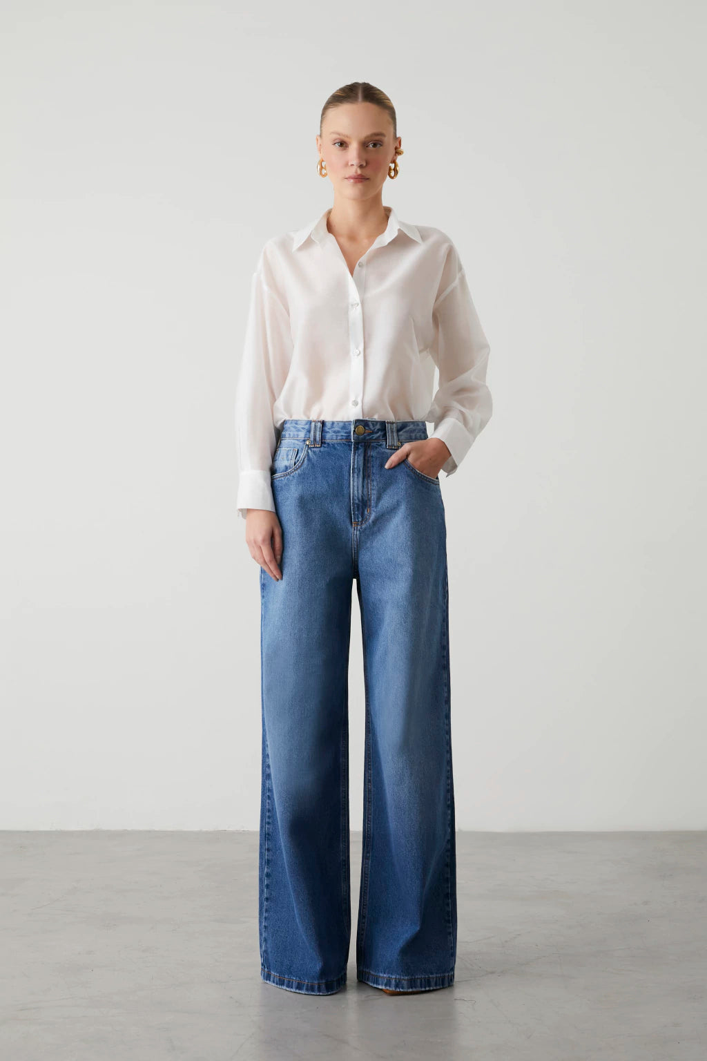 CLM Basic Denim Wide Leg Pants