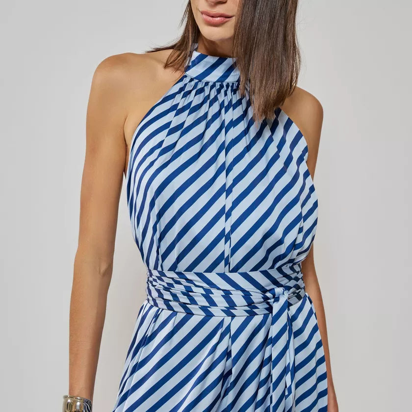 RZZ Silvia Stripped Satin Long Dress