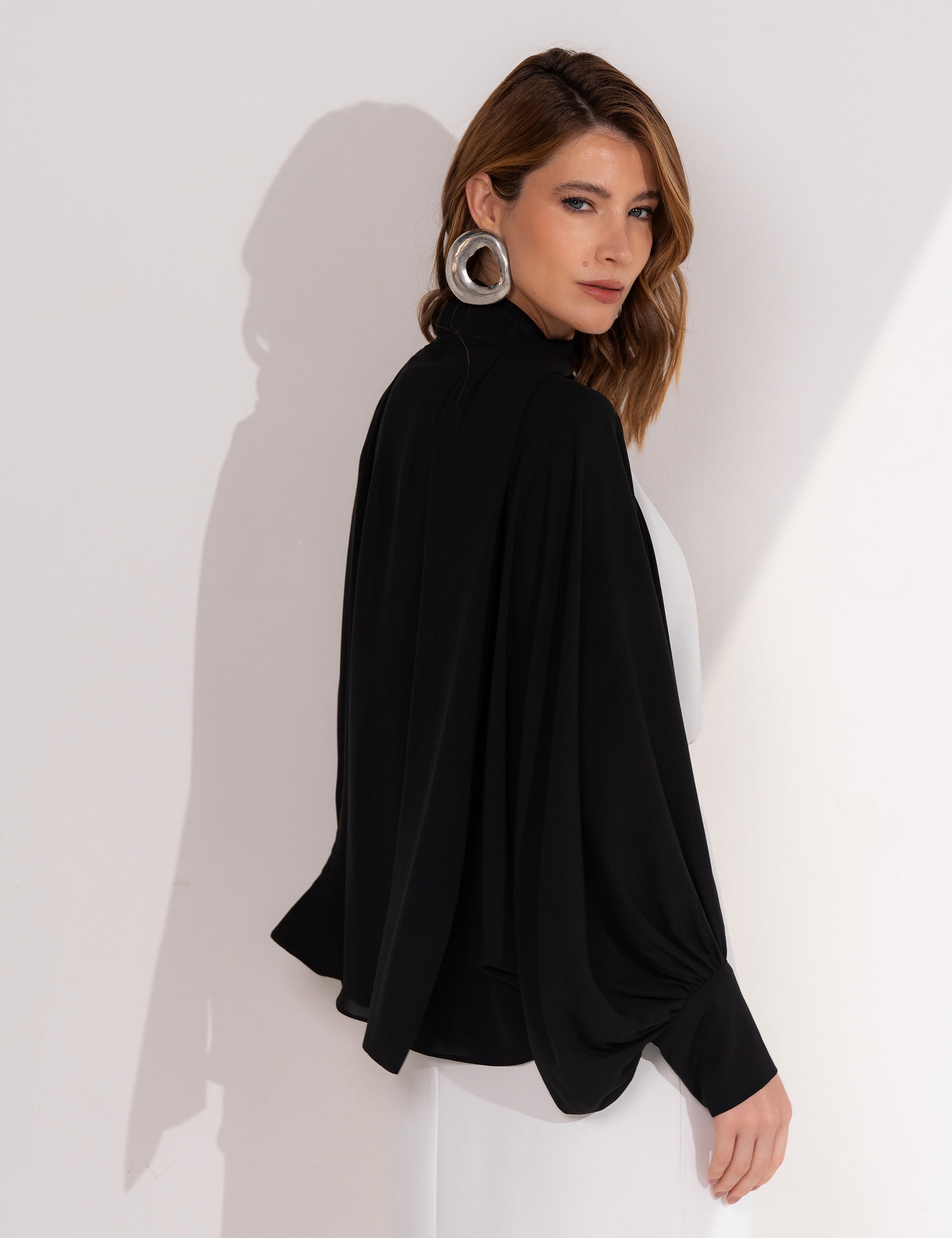 UC Tabata Cape Blouse Black