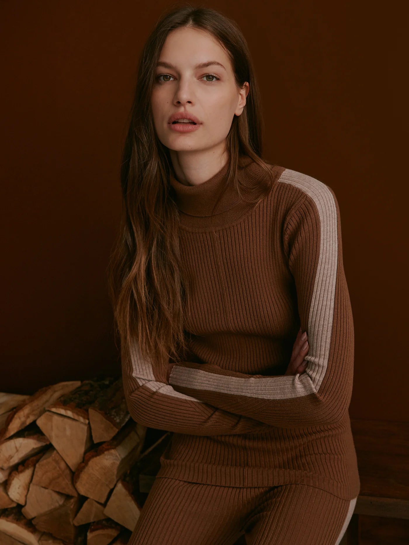VLY Leopold Roll Neck Knit Brown