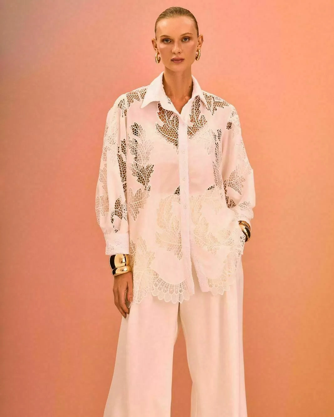 GTA Embroidered Floral Oversized Shirt