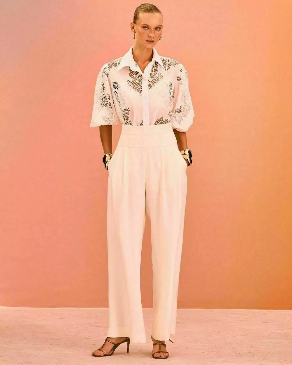 GTA Embroidered Floral Oversized Shirt