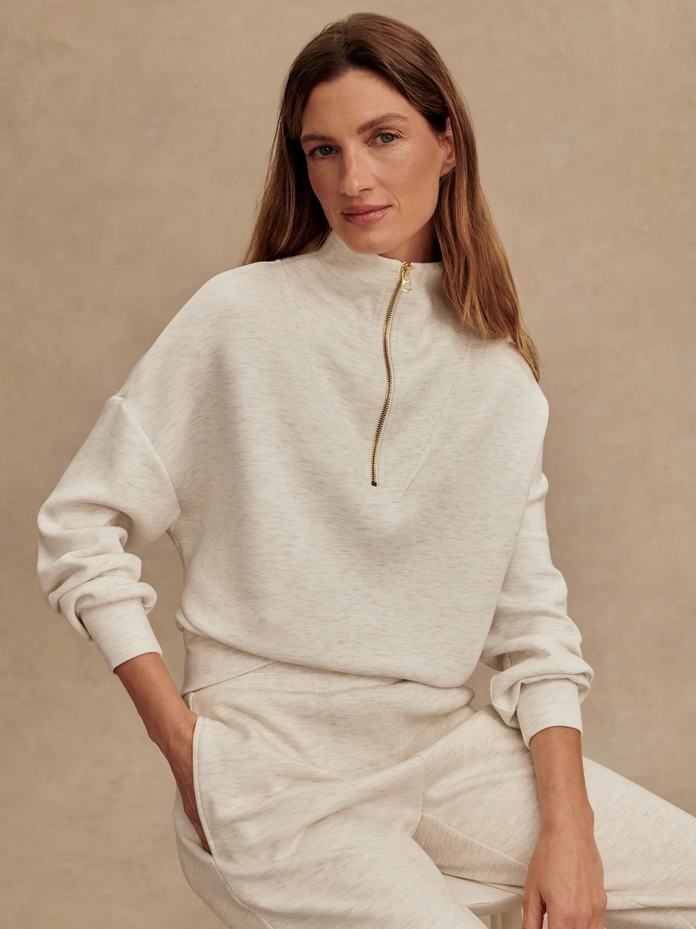 VLY Half Zip Sweat Ivory