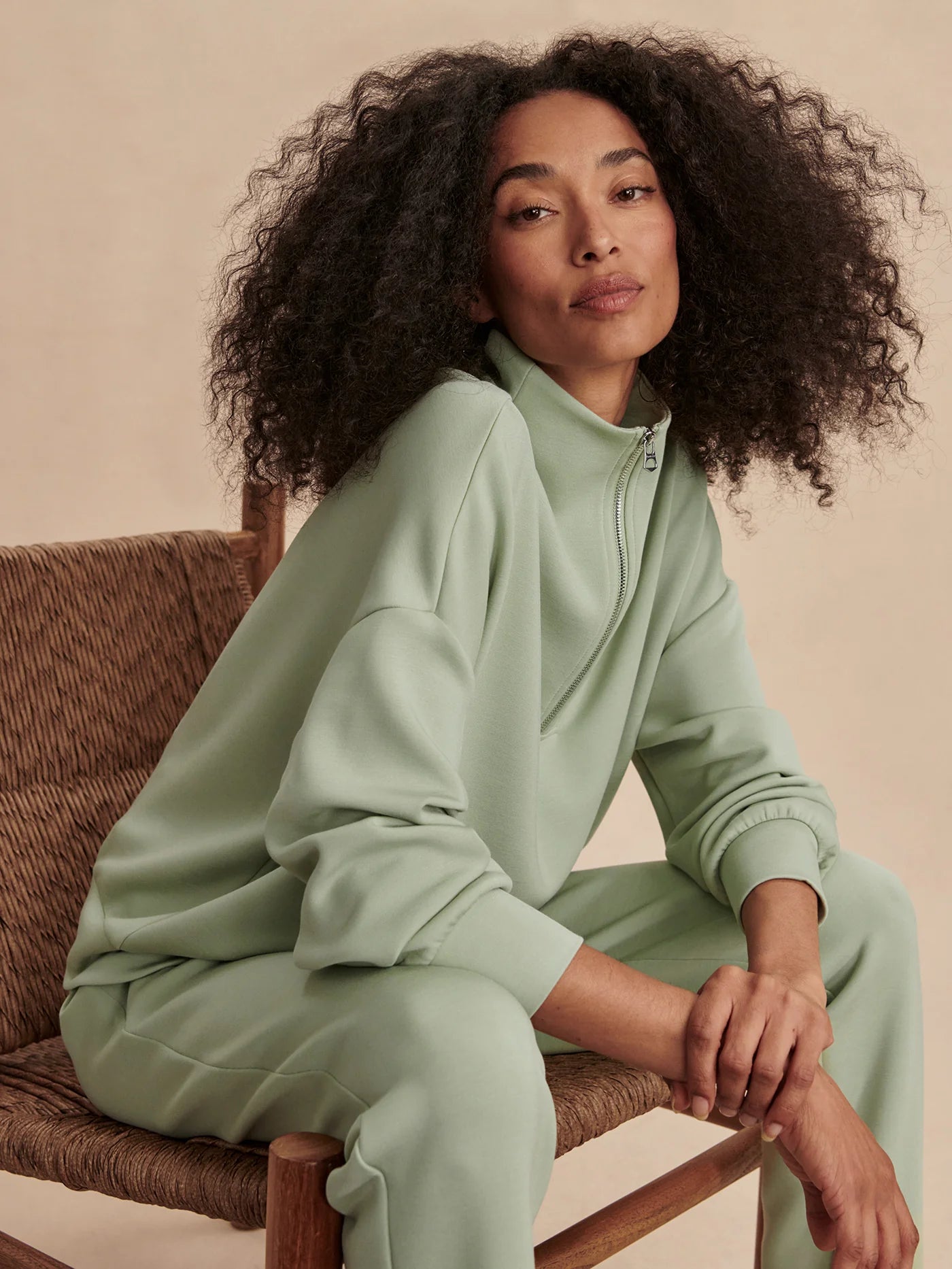 VLY Half Zip Sweat Green Tea