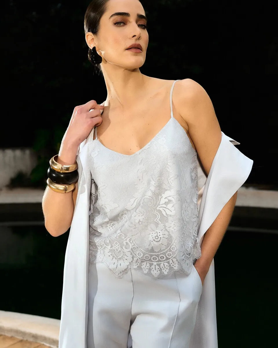 ANF Grace Grey Chantily Top
