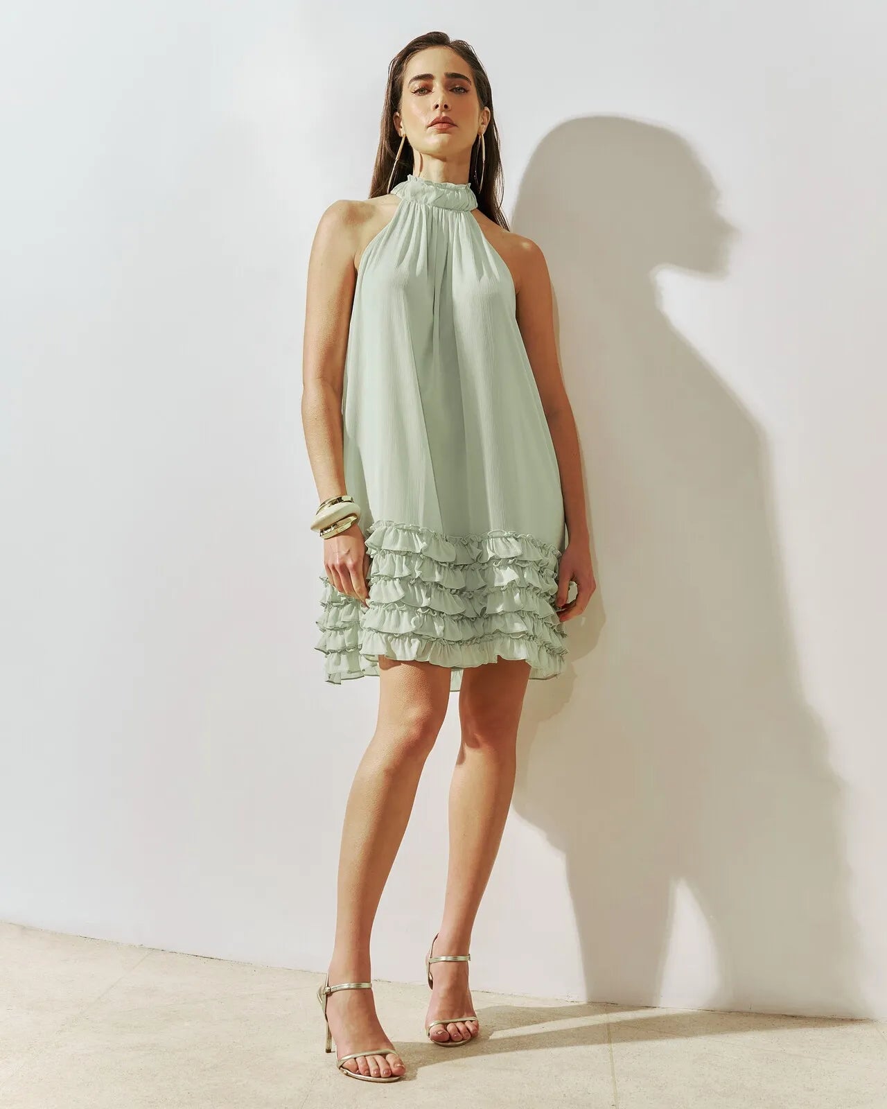ANF Sarah Ruffles Mint Mini Dress