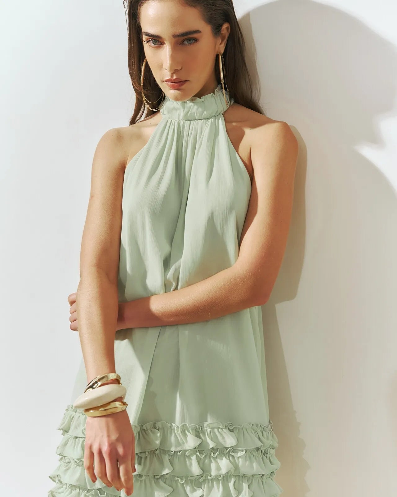 ANF Sarah Ruffles Mint Mini Dress