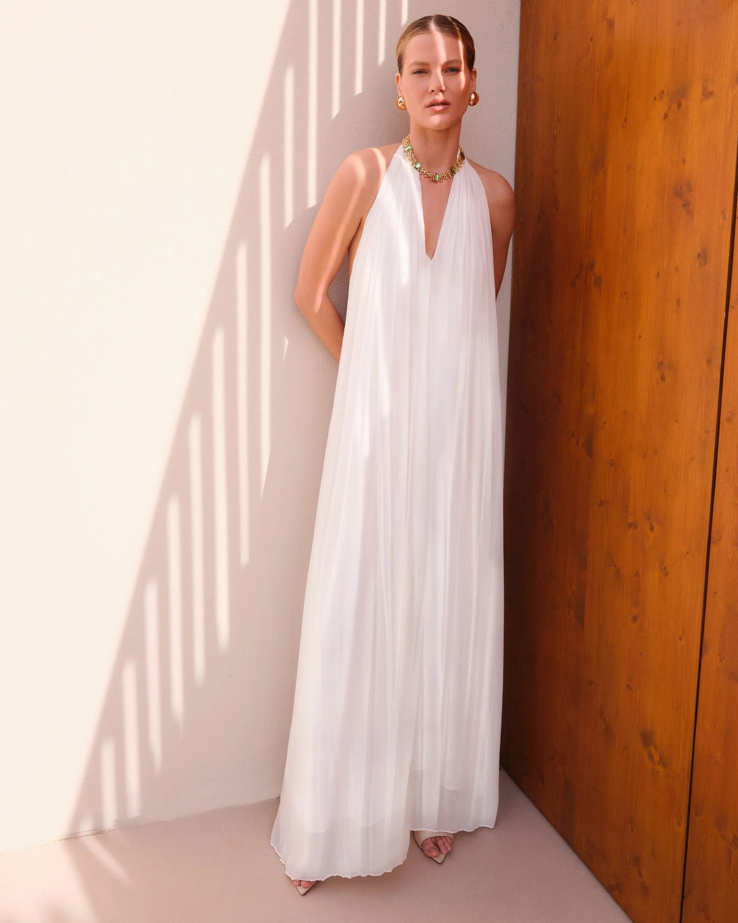 ANF Off-white Halter Neck Maxi Dress