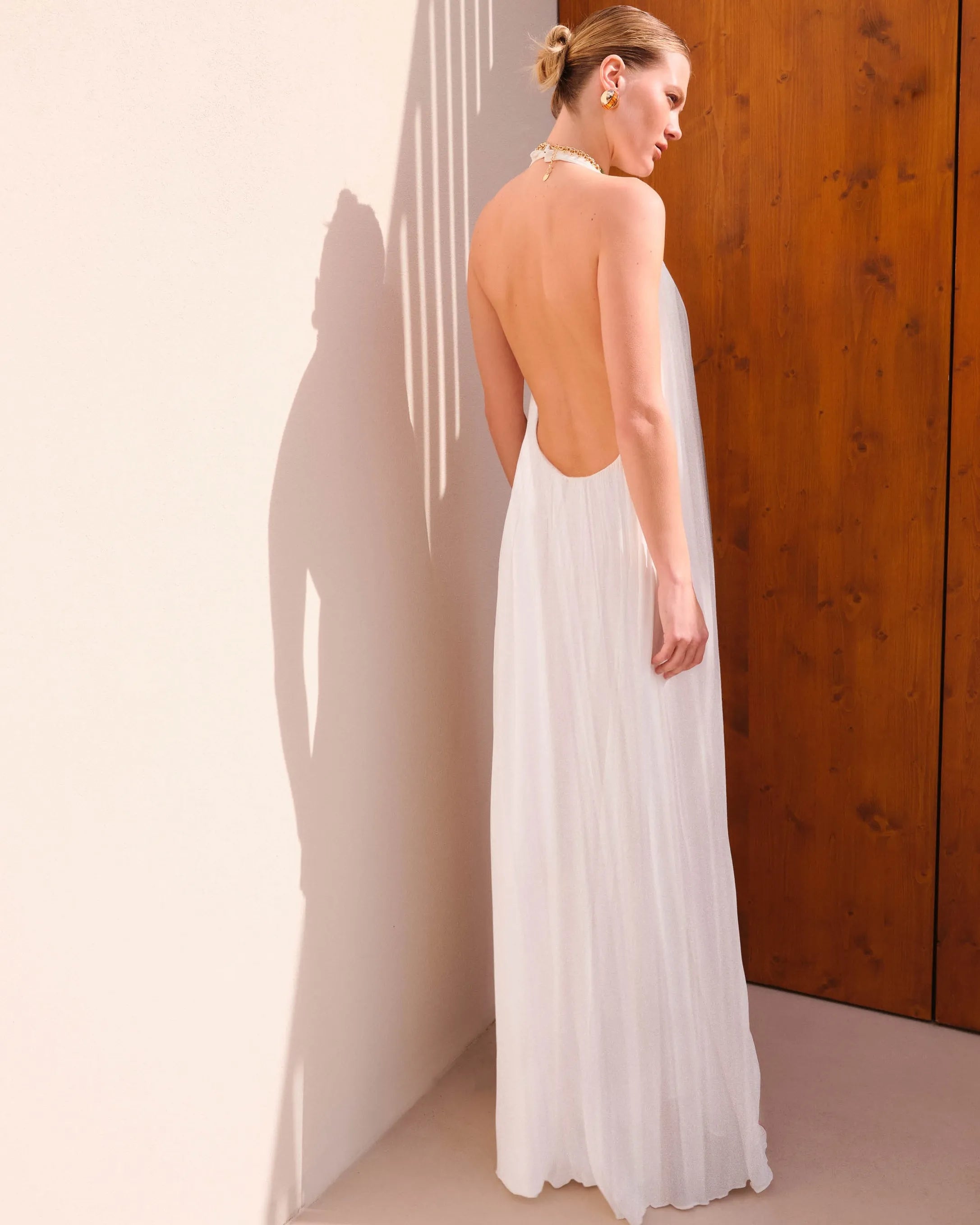 ANF Off-white Halter Neck Maxi Dress