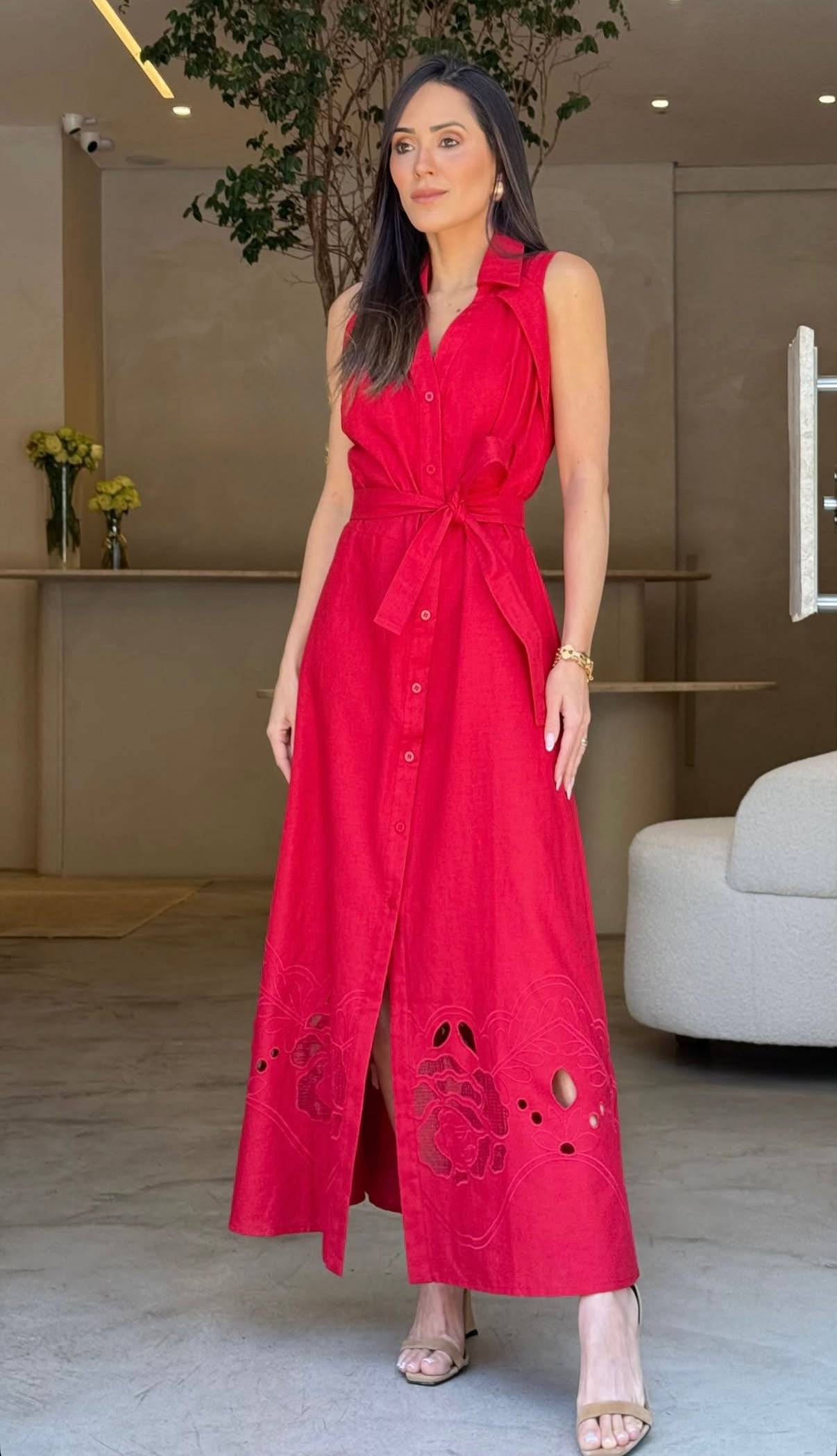 SKU CHEMISE EMBRODEIRED LINEN DRESS