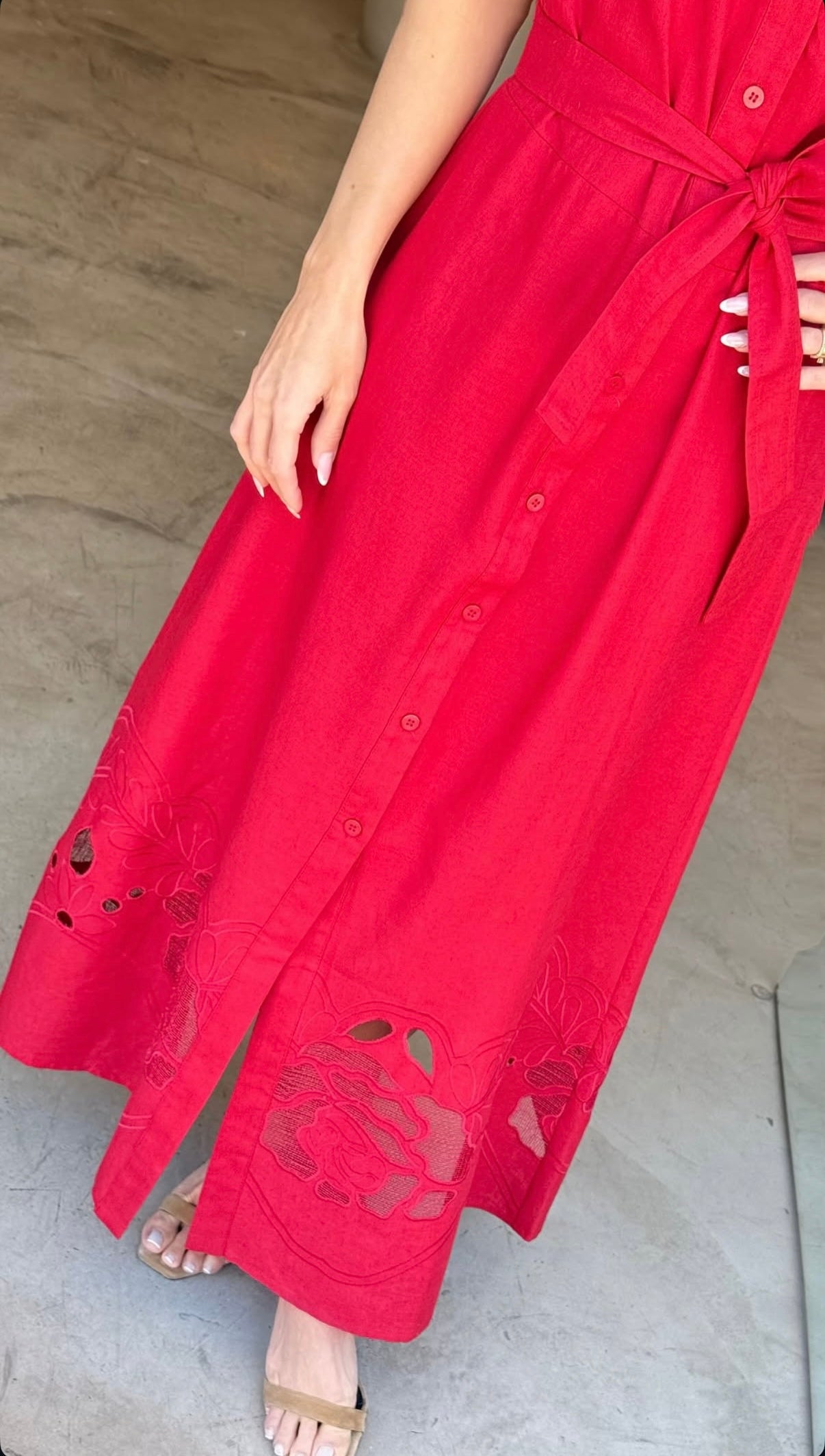 SKU CHEMISE EMBRODEIRED LINEN DRESS