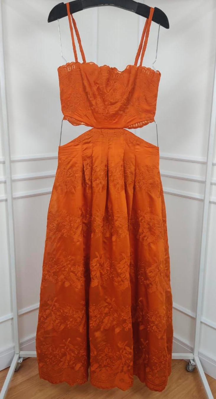 ANF Embroidery and Cut-outs Terracota Dress