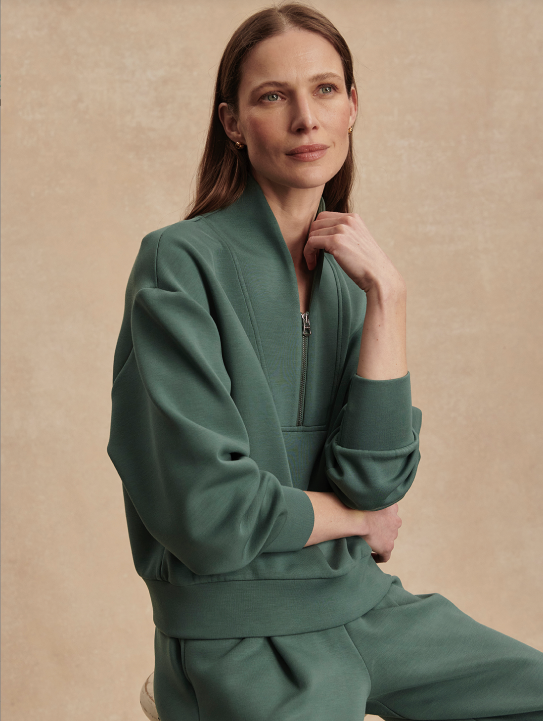 VLY Half Zip Sweat Green Forest