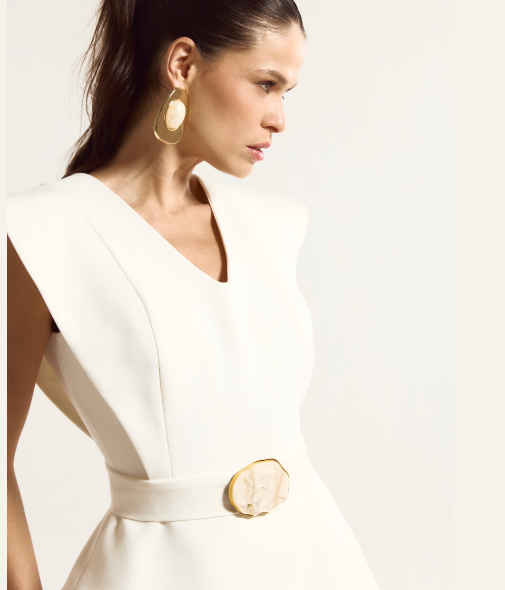 CLDX Classic White Midi Dress