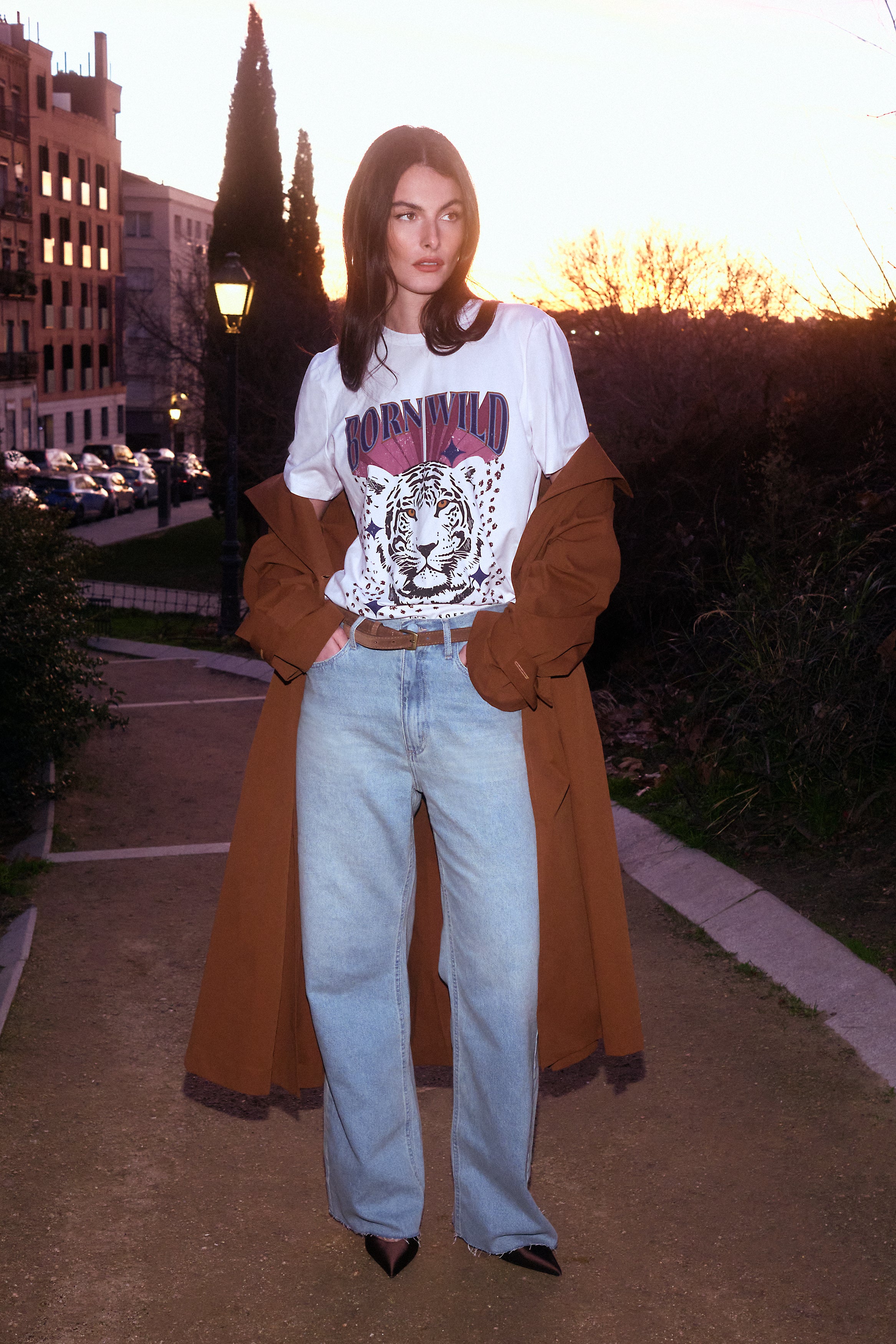 ANF Suede Leather Belt Brown