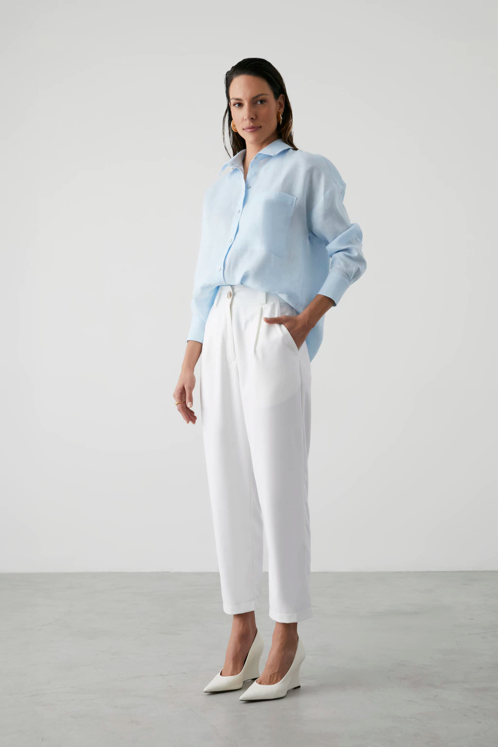 CLM Chloe Linen Shirt Baby Blue