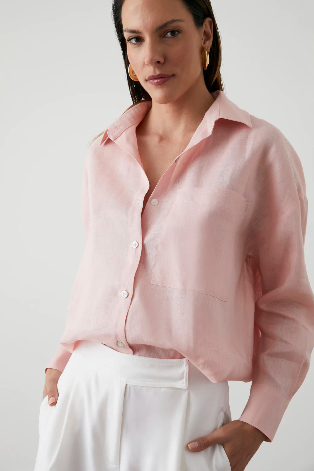 CLM Chloe Linen Shirt Baby Pink