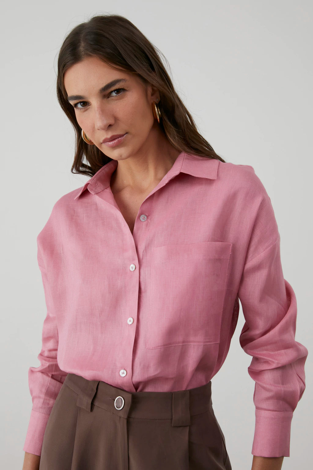 CLM Chloe Linen Shirt Rose