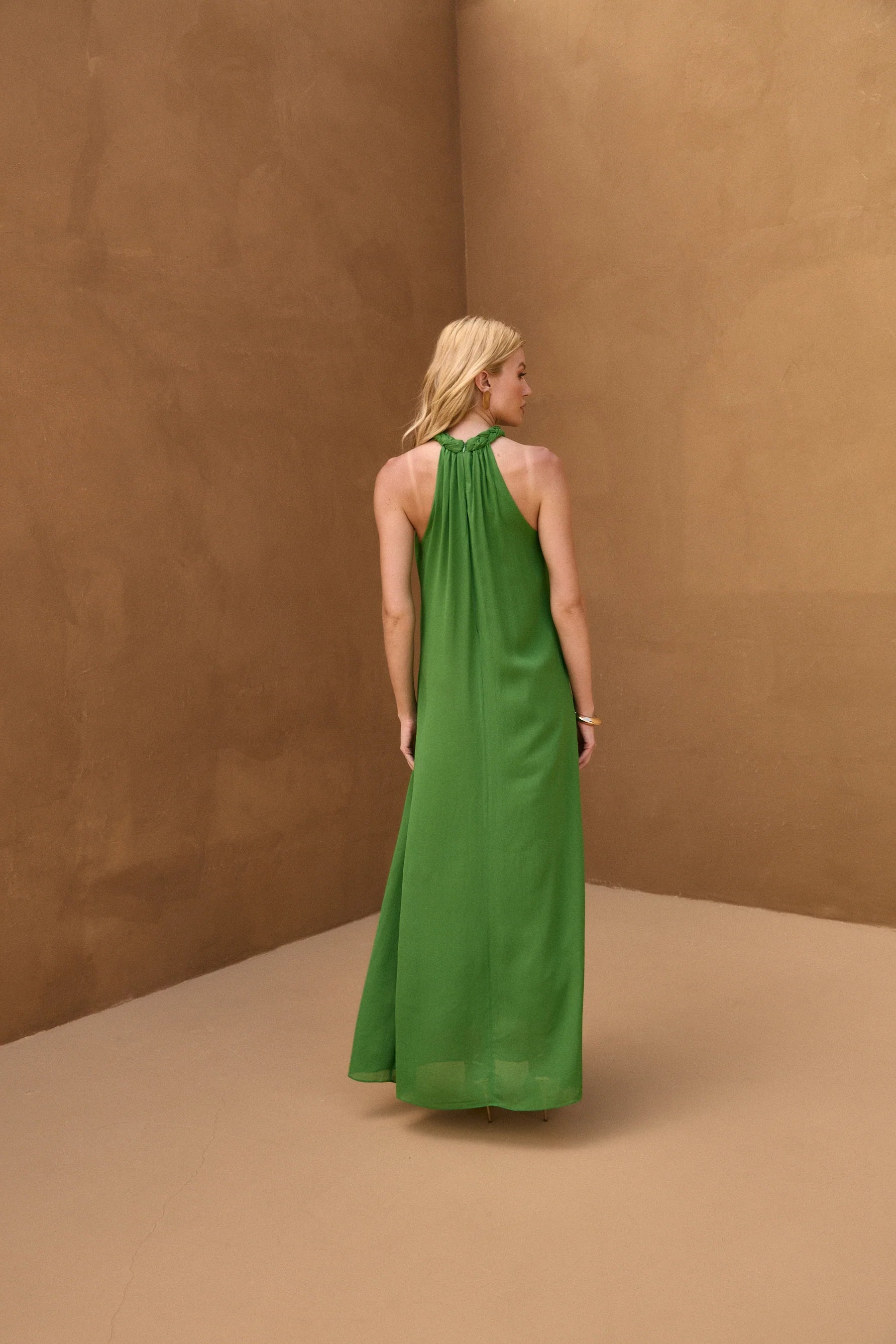 SKU Braid Summer Green Long Dress
