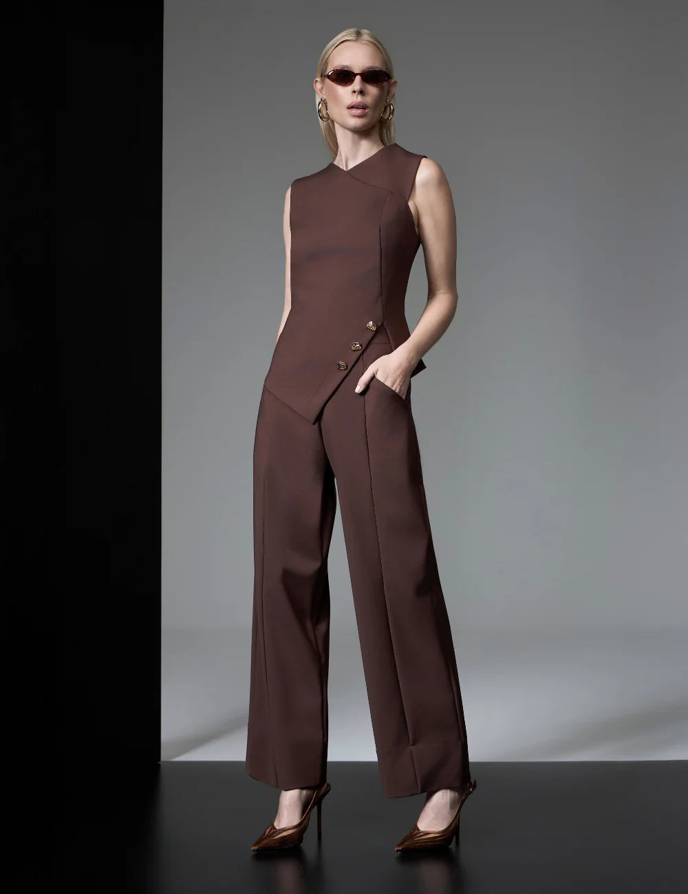 STRSS Asymmetric Brown Tailored Set