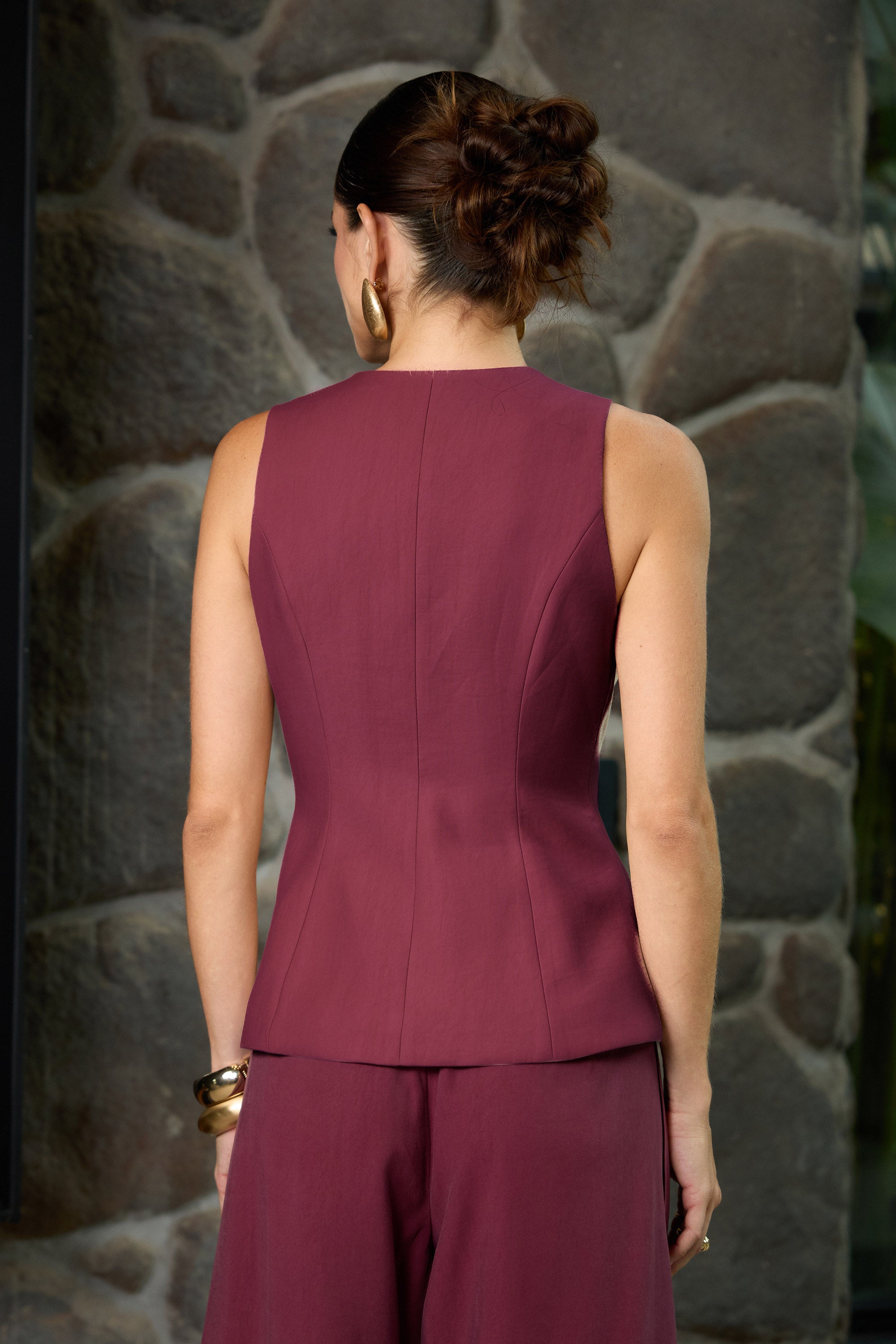 UC Peplum Soft Vest Wine
