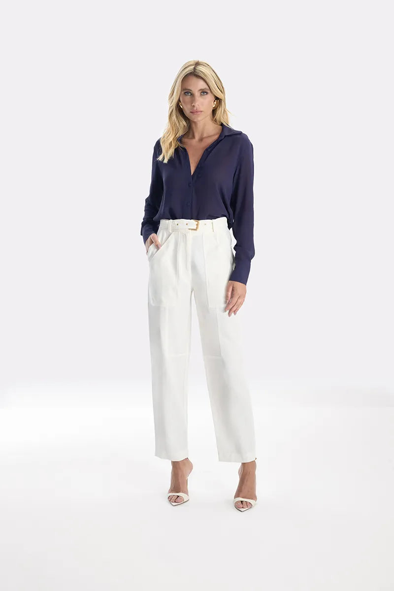 SKU Must-Have Sartoria Pants with Belt White