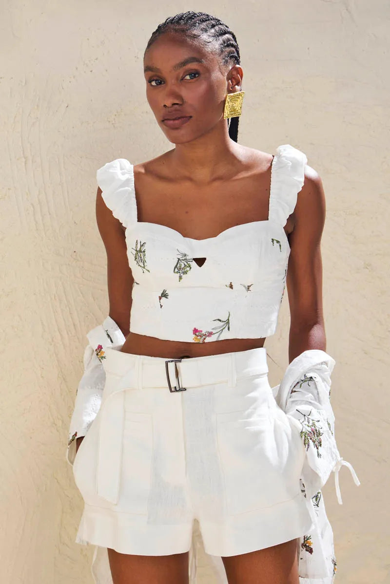 SKU Stitched Shorts and Belt White