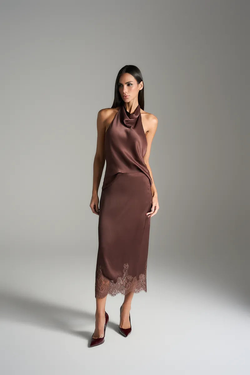 SKU Halter Neck Satin Blouse