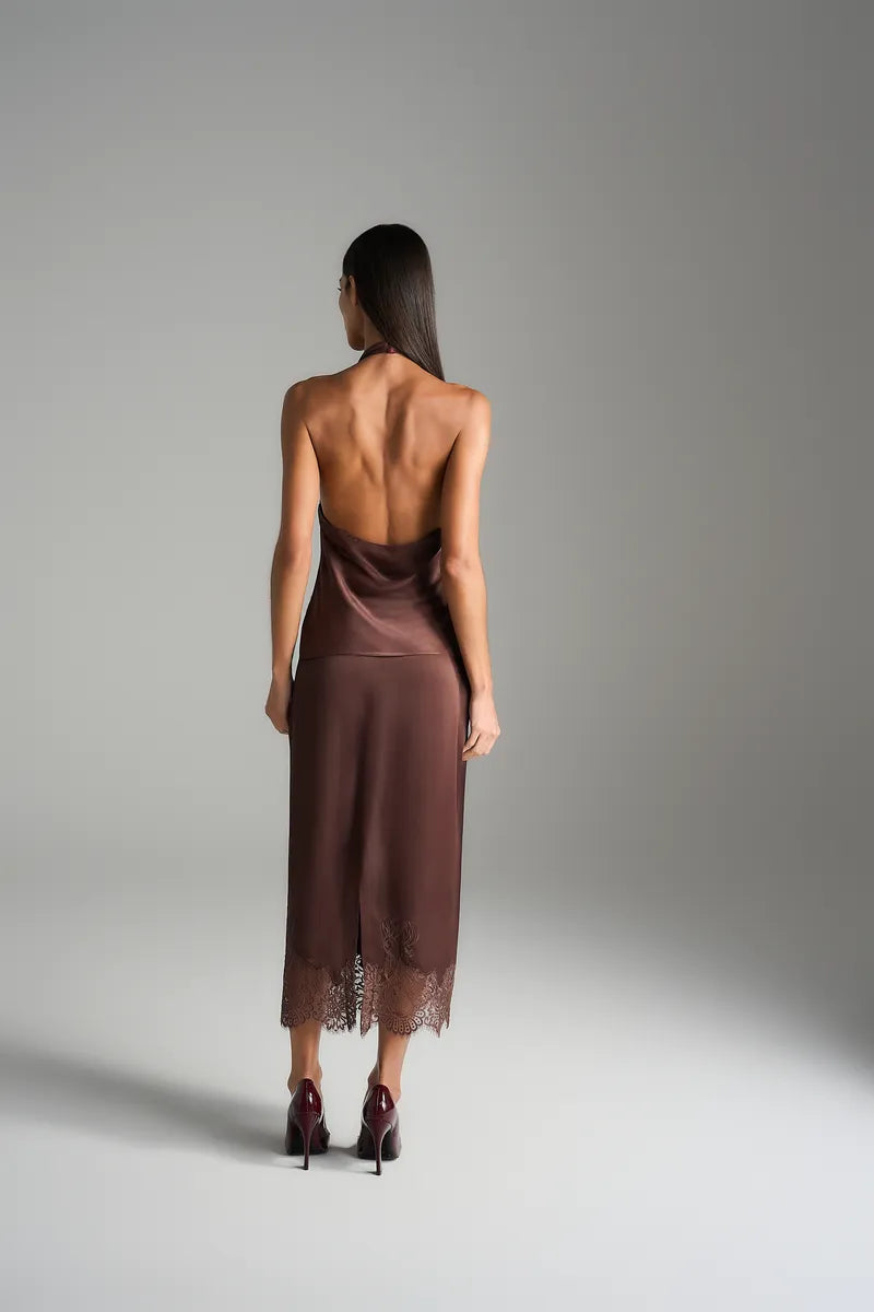 SKU Halter Neck Satin Blouse