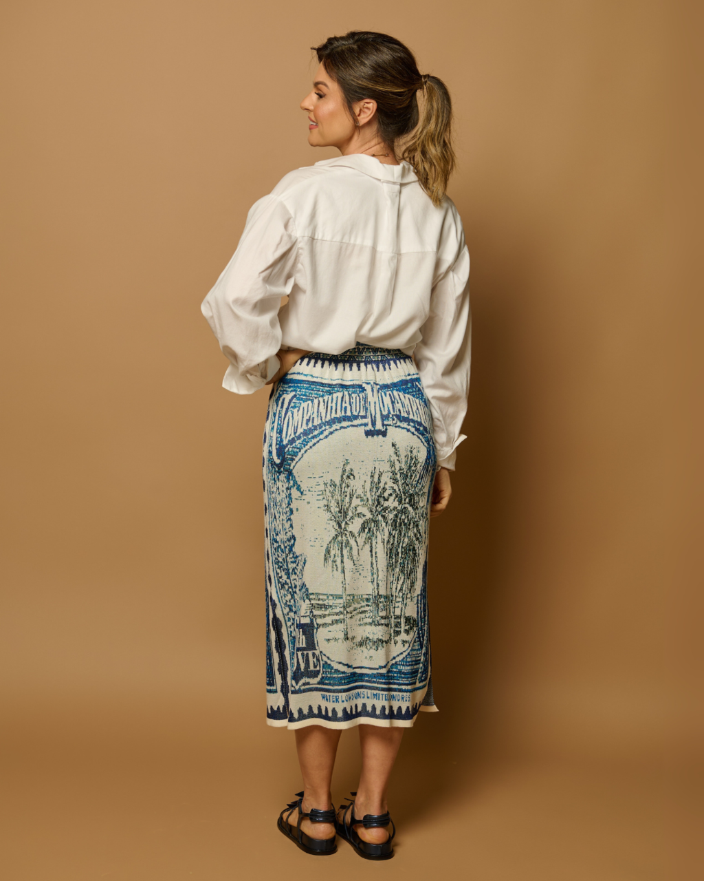 CCP Roseli Knit Blue Midi Skirt