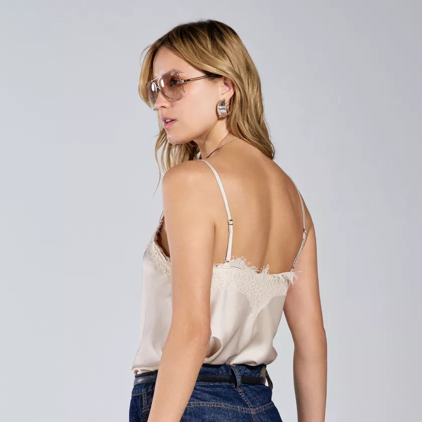 RZZ Thaisa Satin Champagne  Tank Top