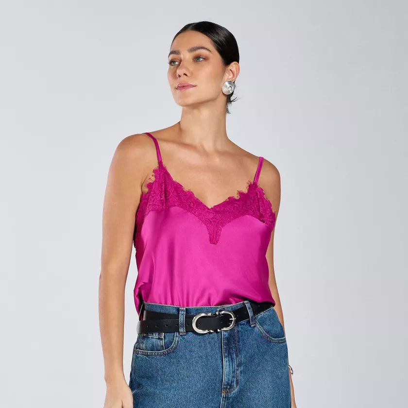RZZ Thaisa Satin Pink Tank Top