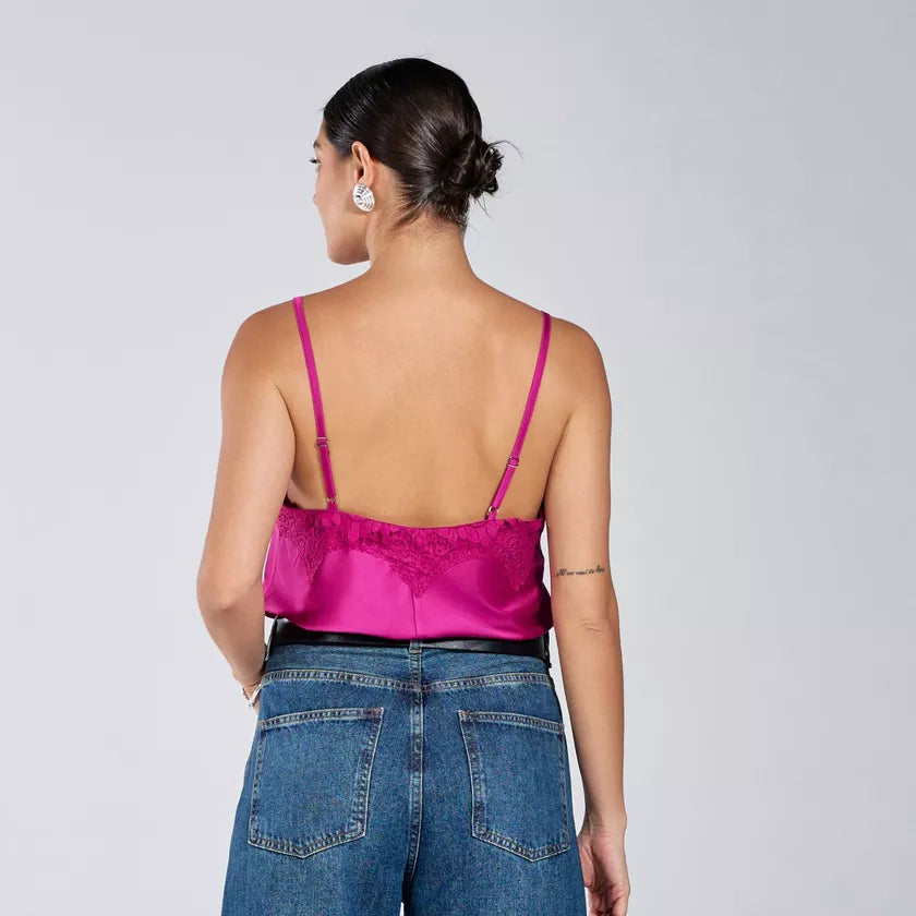RZZ Thaisa Satin Pink Tank Top