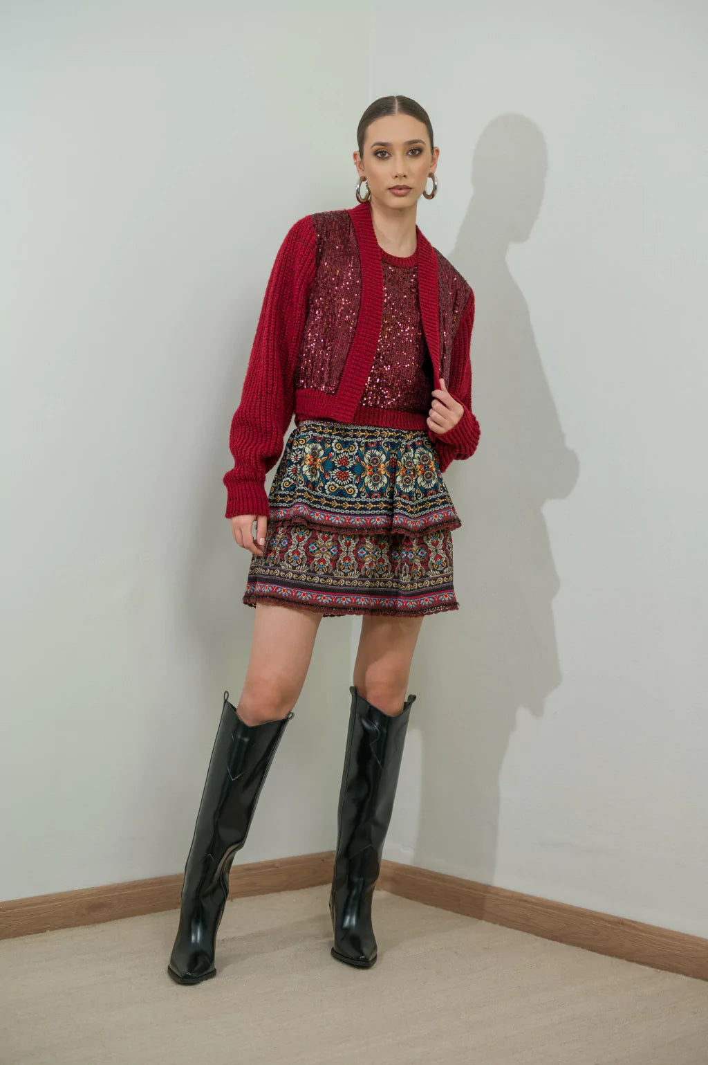 CCP Elisangela Wine Cardigan