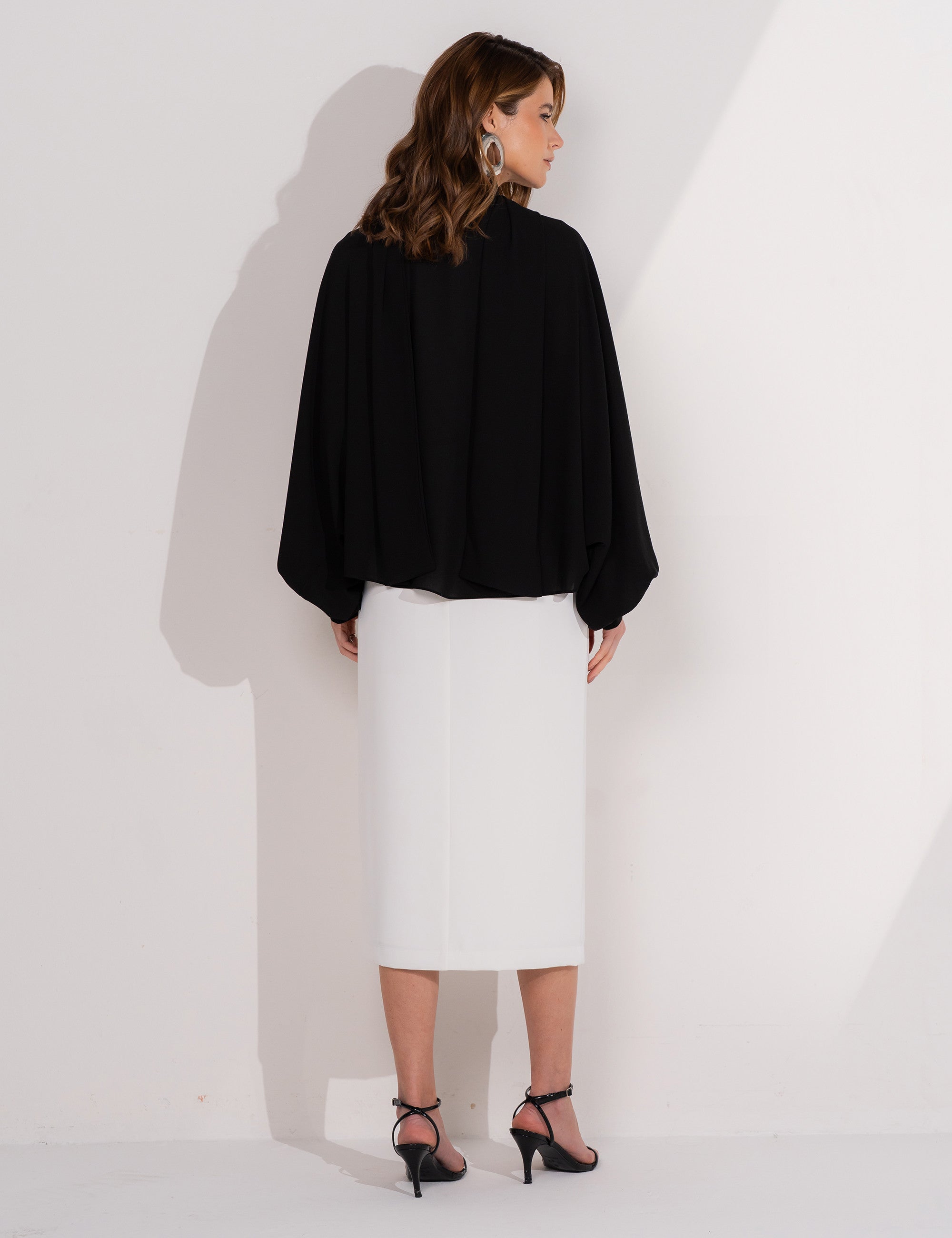 UC Tabata Cape Blouse Black