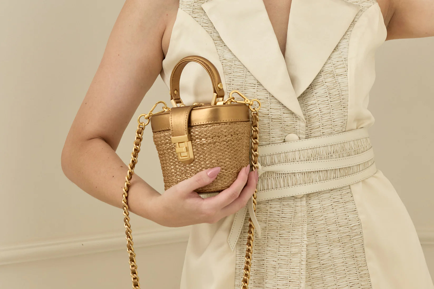 NTLN Pre Order Olga Micro Raffia Bronze