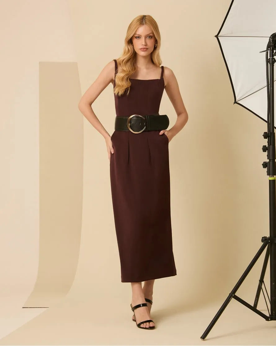 ANF Tailored Brown Midi Dress