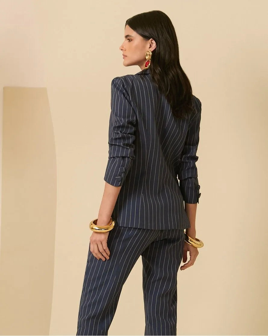 ANF Chalk Lines Navy Blazer