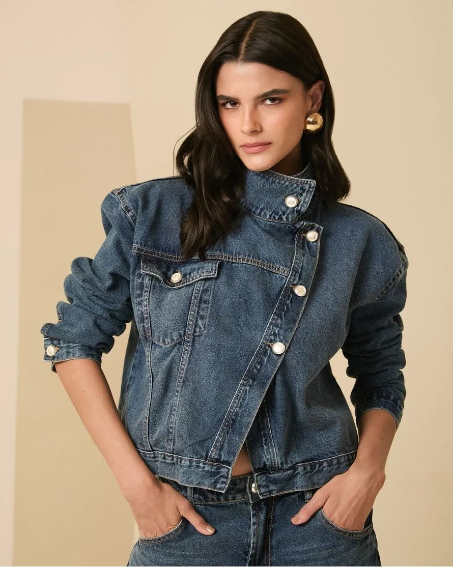 ANF Wrap Style Denim Jacket