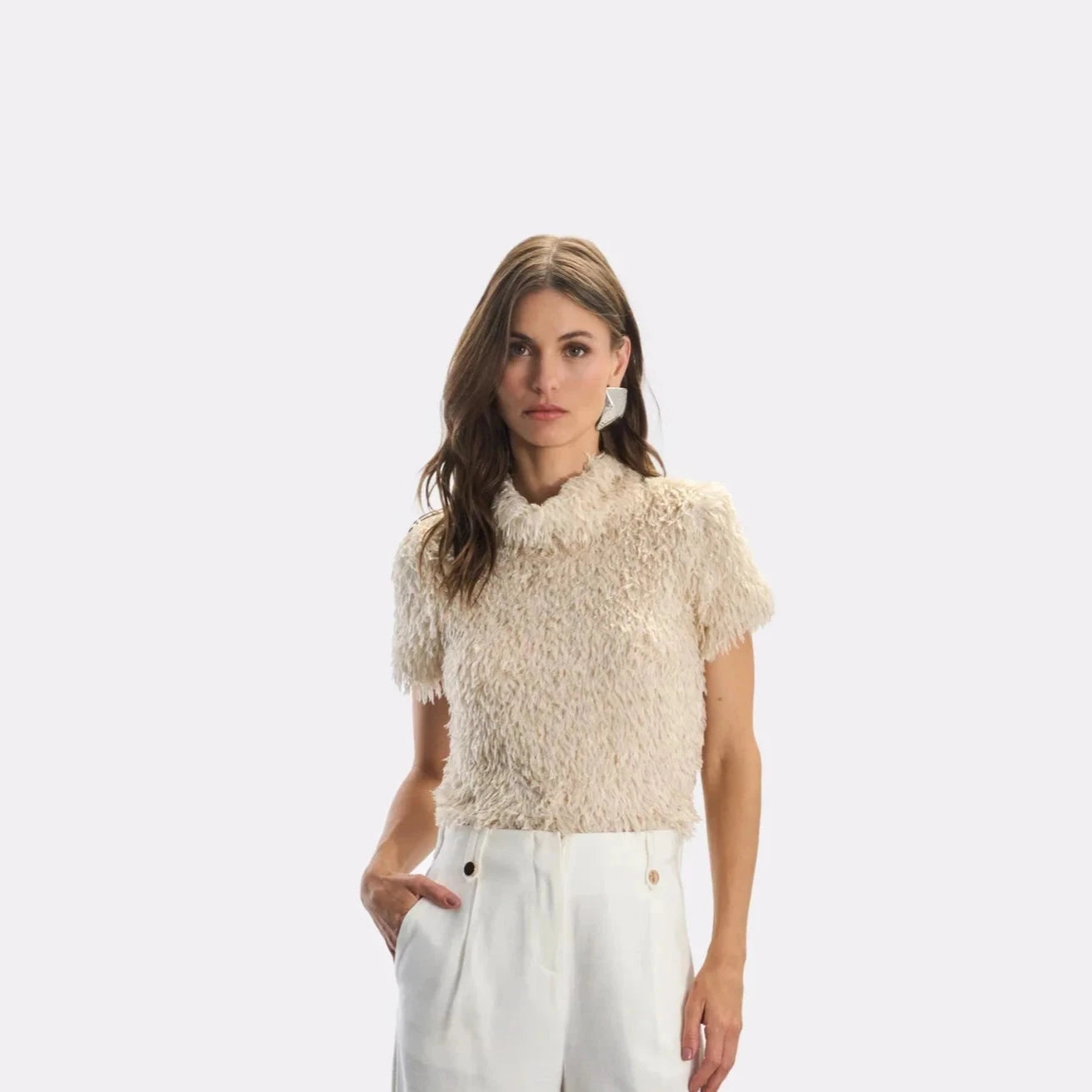 SKU Fur Blouse with Sleeve