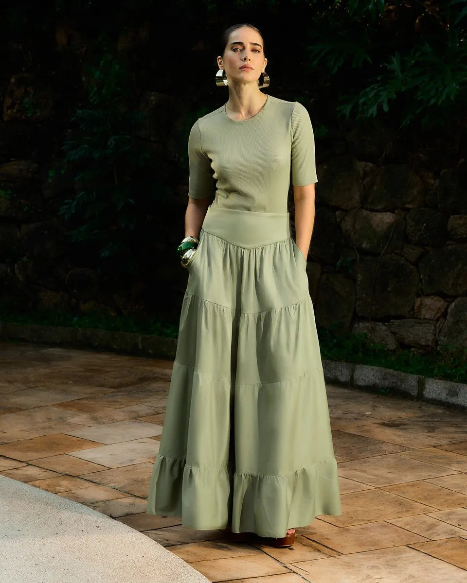 ANF Matte Green Long Skirt