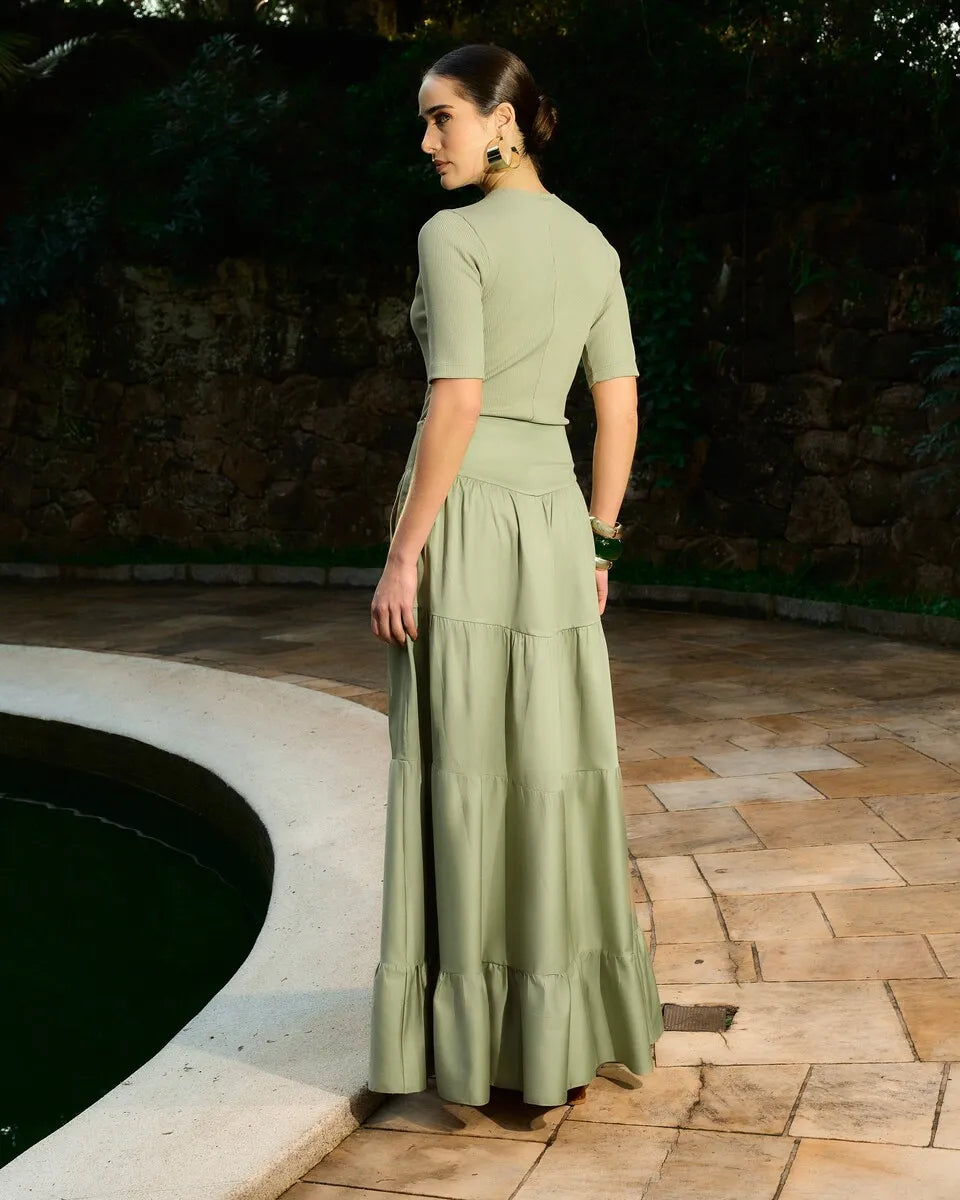 ANF Matte Green Long Skirt