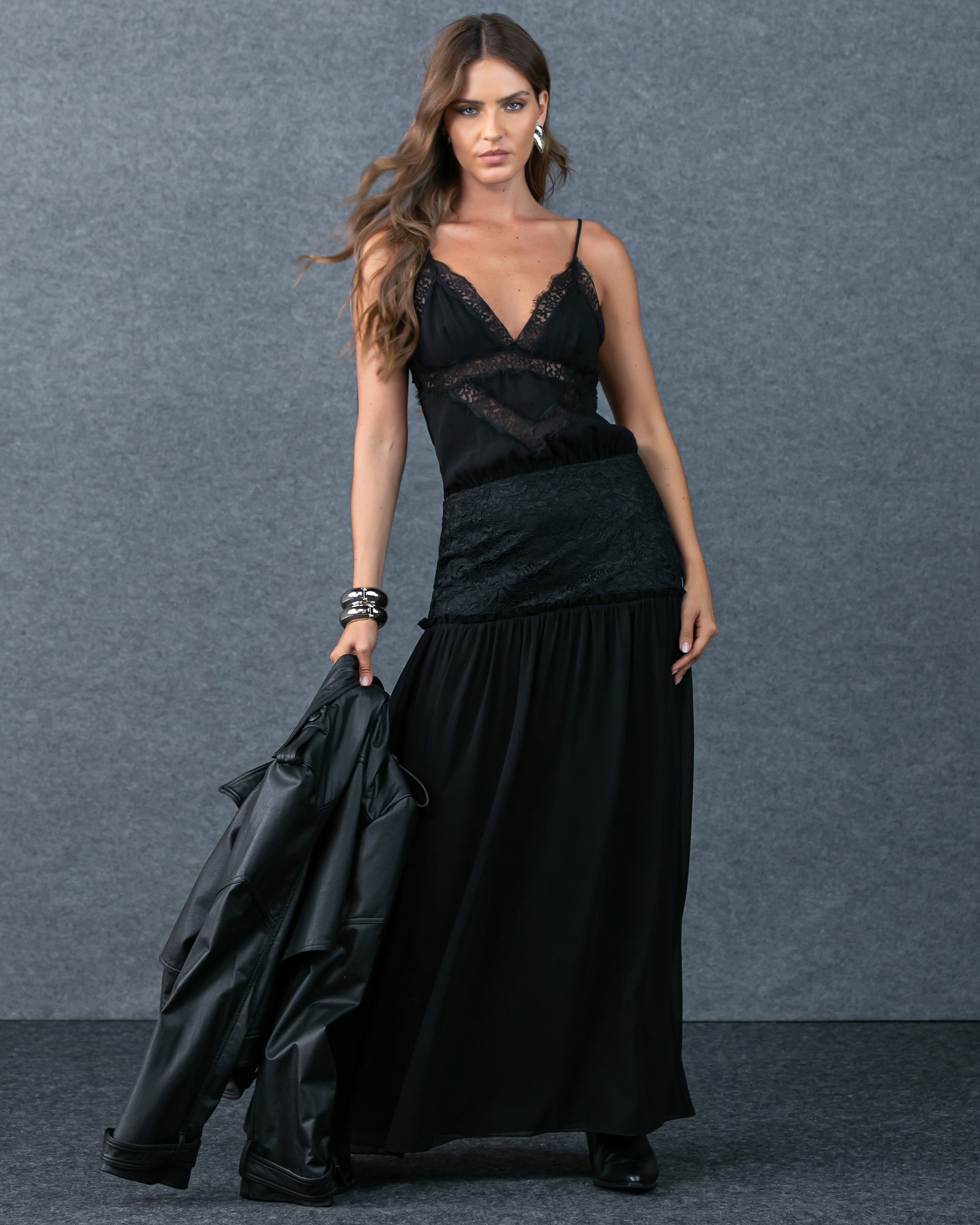 ANF Laces Long Black Dress