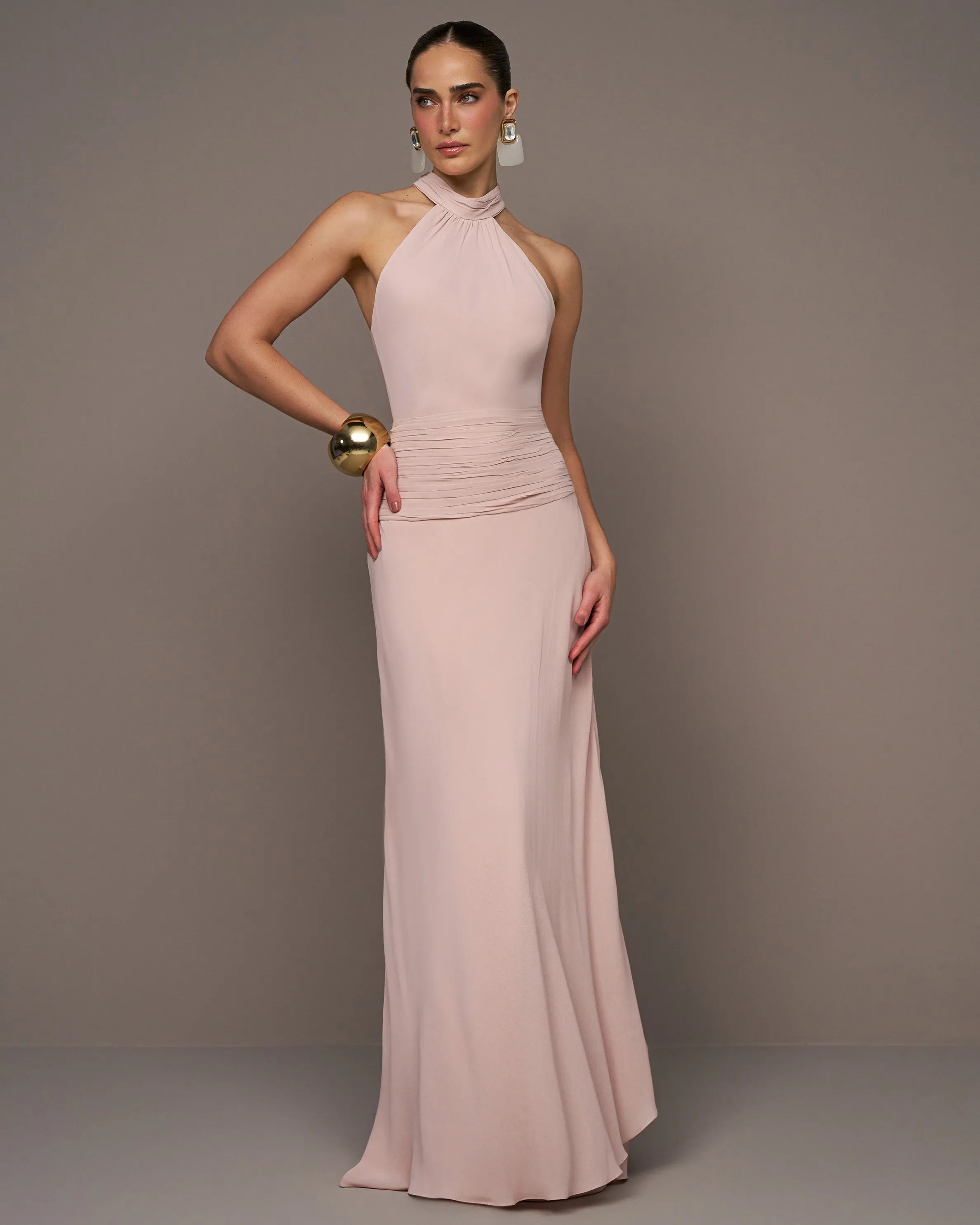 ANF PINK BLOUSE AND LONG DRAPPED SET