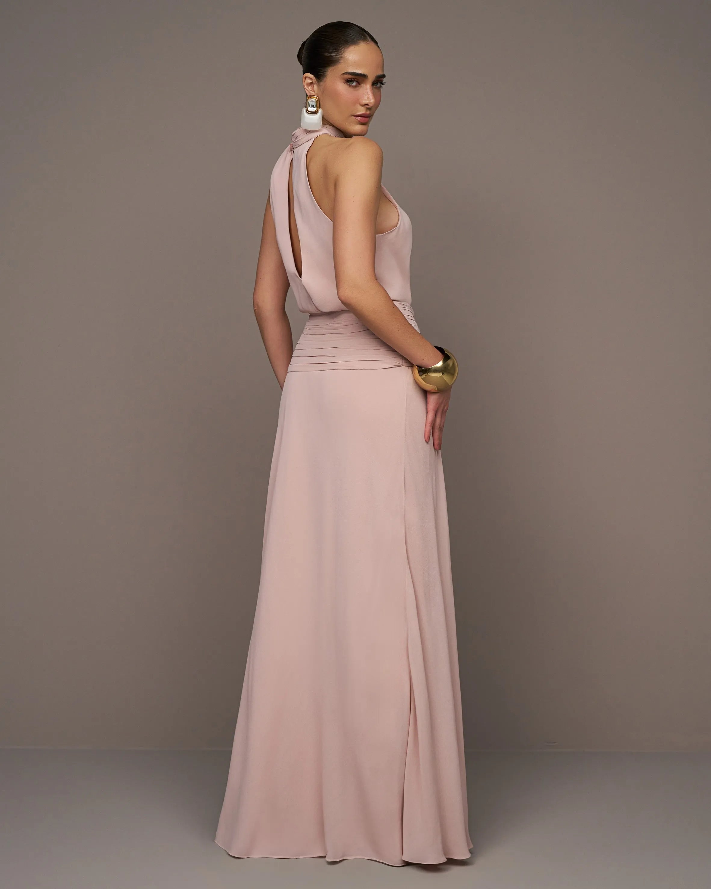 ANF PINK BLOUSE AND LONG DRAPPED SET
