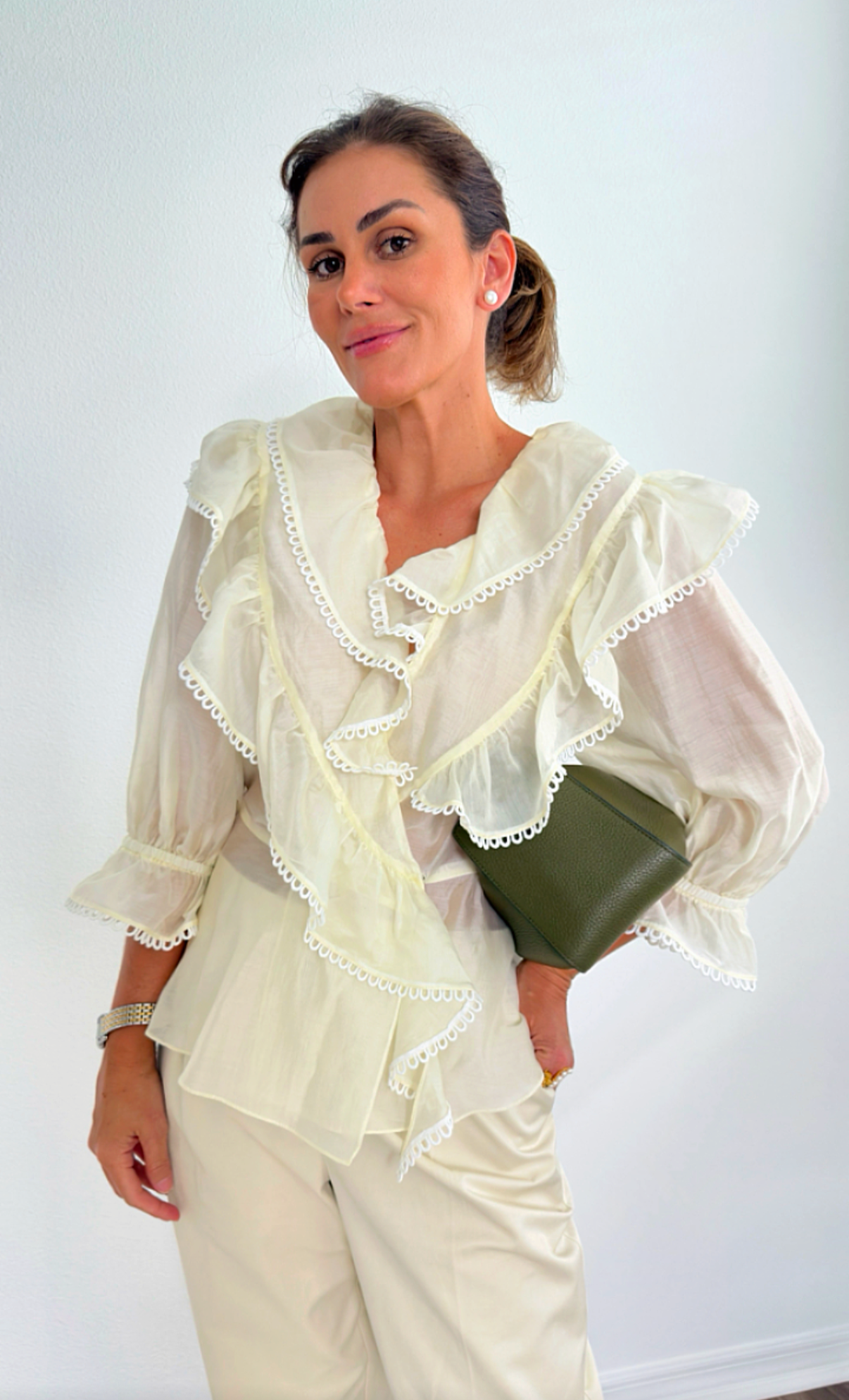 STRSS Butter Ruffled Lace Shirt