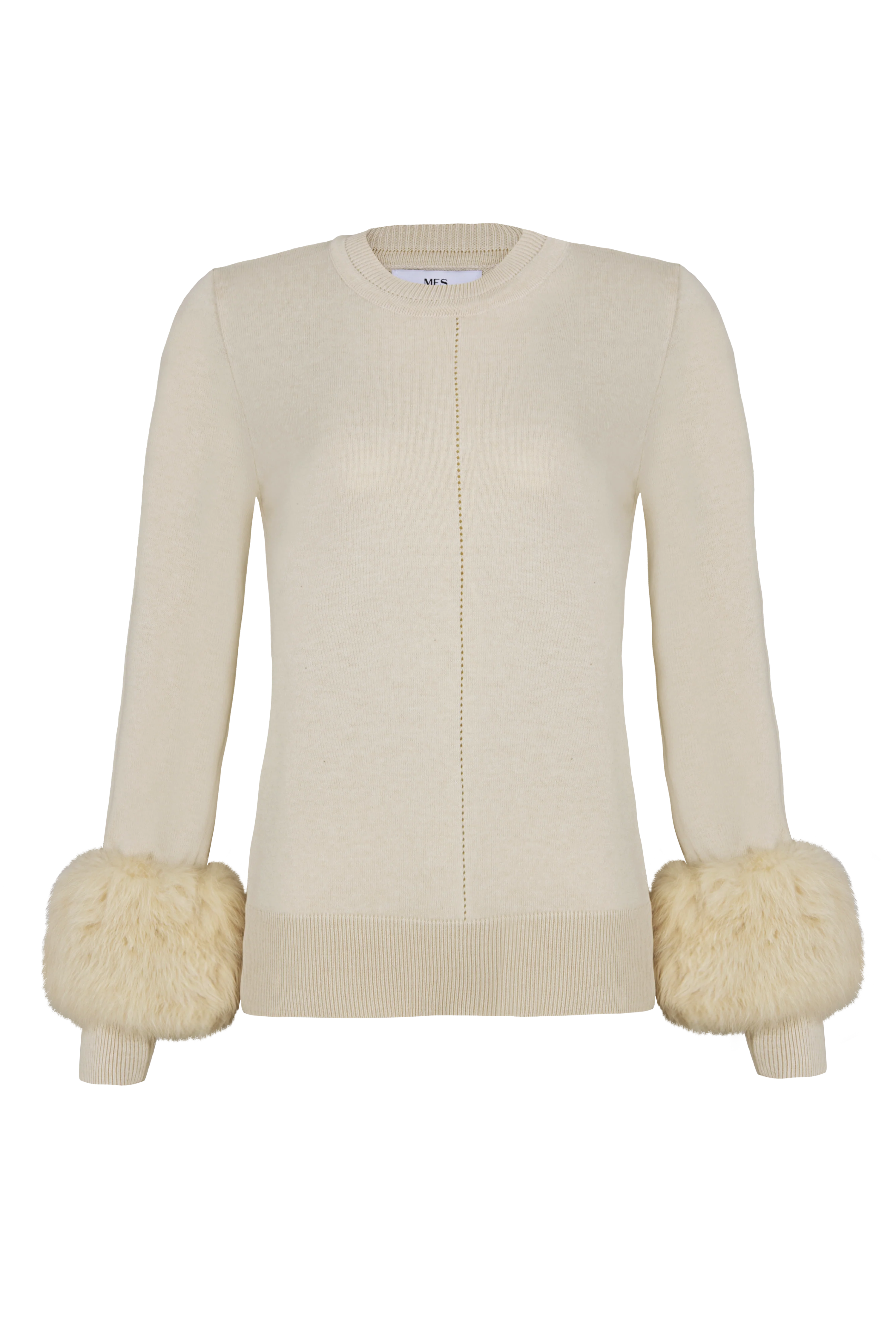 MES Knitted Blouse Rounded Necklace Vanilla